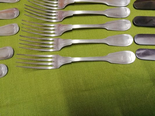 Model Chinon Cutlery Set from Christofle, France, 1930s, Set of 36