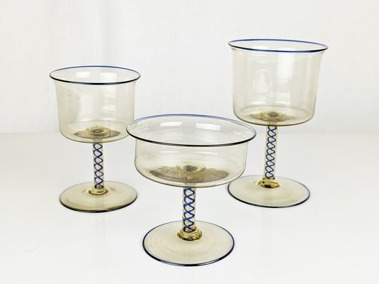Murano Glass Goblets by Vittorio Zecchin for Pauly & Co, 1930s, Set of 18 Murano Glass Goblets by Vittorio Zecchin for Pauly & Co, 1930s, Set of 18