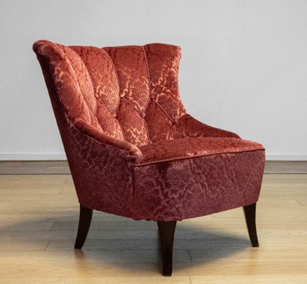 20th Century Napoleon III Slipper Chair in Brique Ton Sur Ton