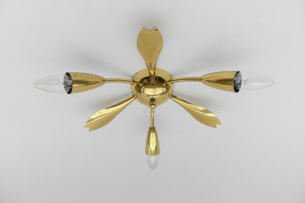 Mid-Century Modern 3-Armed Brass Sputnik Lamp, Austria, 1950s for