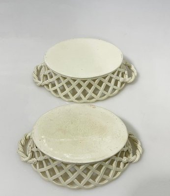 18th Century English Creamware Baskets and Plates, Set of 8 for