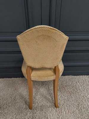 Chairs in Lemon Wood Saber Legs Velvet Fabric 1940s Set of 2