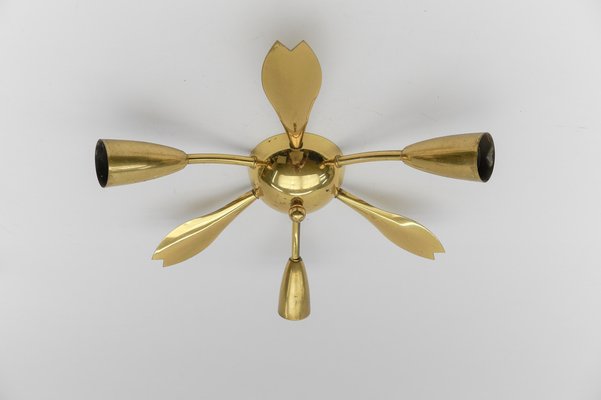 Mid-Century Modern Three-Armed Brass Sputnik Lamp, 1950s for sale
