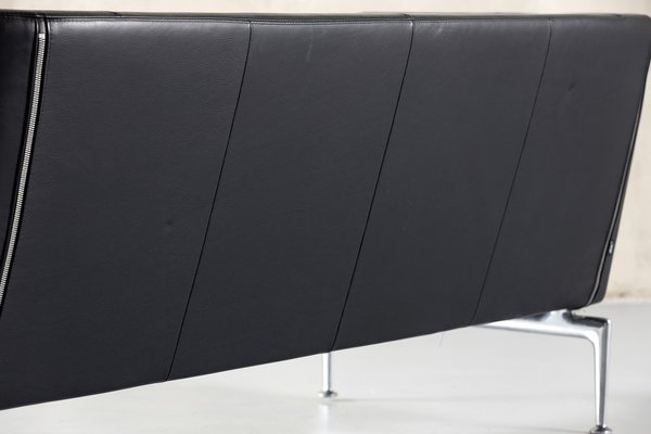 Suita Club Sofa in Black Leather by Charles and Ray Eames for