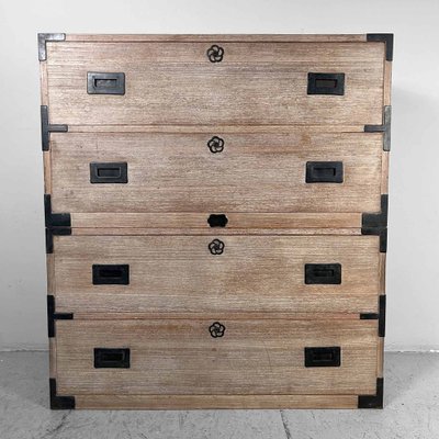 Japanese Two Part Kimono Tansu Paulownia Chests of Drawers 1960s Set of 2