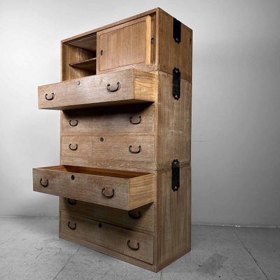 Large Japanese Kimono Tansu Chests of Drawers, 1960s., Set of 3