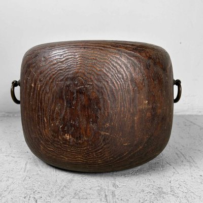 Antique Hibachi with Wooden Box, Japan, 1920s, Set of 2 for sale