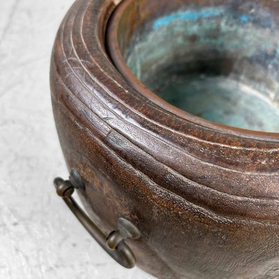 Antique Hibachi with Wooden Box, Japan, 1920s, Set of 2 for sale