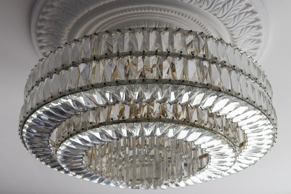 Large Mid-Century Modern Crystal 12-Light Ceiling Lamp, 1950s for