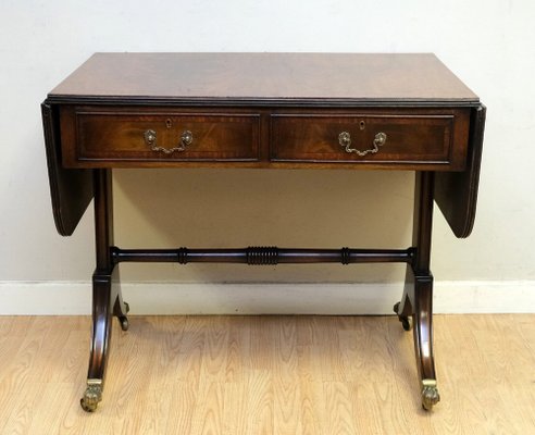 Vintage Drop Leaf Sofa Table on Lion Paw Castors and Drawers for sale at Pamono