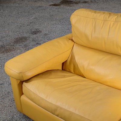 Yellow leather 2 seater sofa sales
