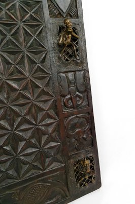 African Door in Carved Wood and Bronze for sale at Pamono