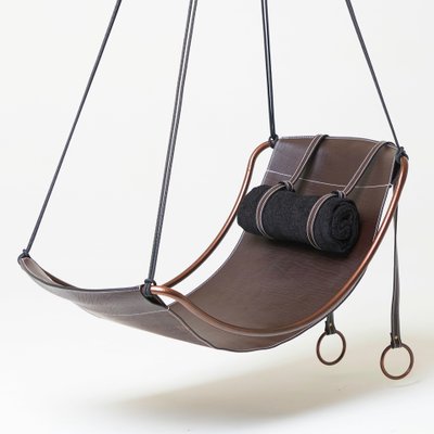 Modern Leather Sling Hanging Chair by Joanina Pastoll