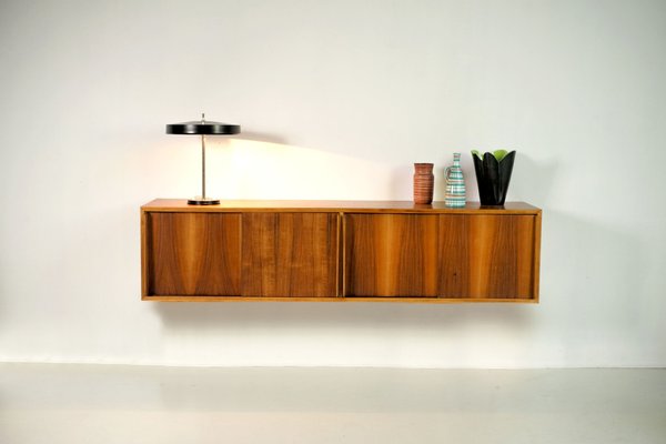 Italian Hanging Sideboard in Flamed Walnut 1955