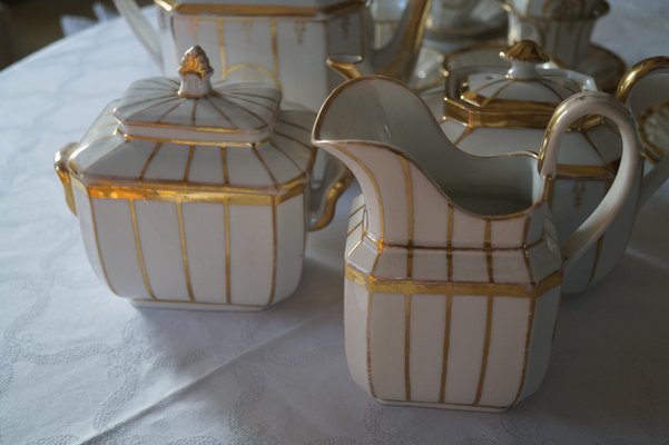 Antique French Porcelain Tea Service, 1840, Set of 16 for sale at