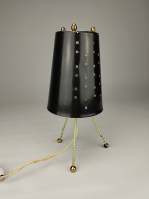 Small Mid-Century Tripod Table Lamp with Perforated Metal Shade