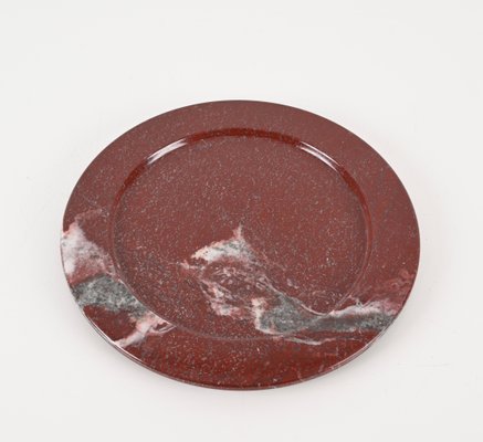Roter Mid-Century Marmor Teller aus Porphyr, 1950er
