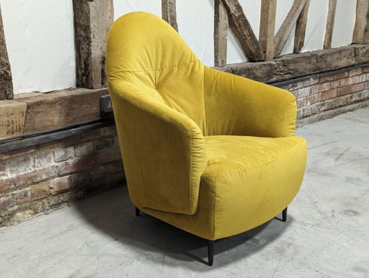 Golden Velvet Yellow Armchair for sale at Pamono