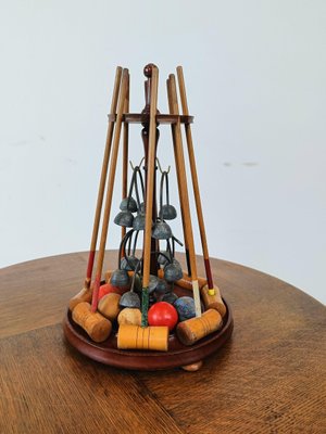 Jeu De Croquet Miniature En Bois, Pour Table, Salon, Vintage, France