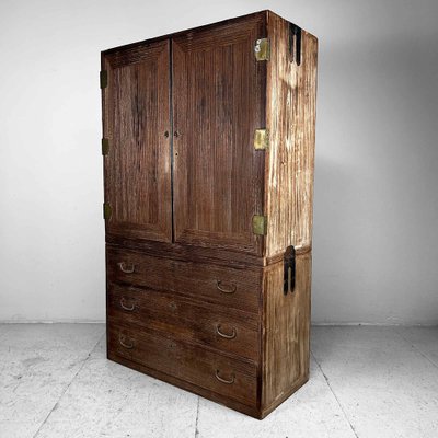 Two-Piece Paulownia Japanese Wardrobe, 1960s, Set of 2 for