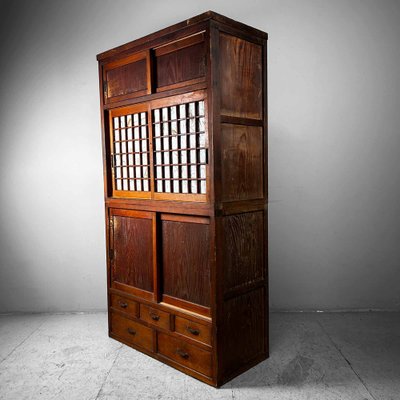 Traditional Japanese Tansu Storage Cabinet, 1920s, Set of 2 for