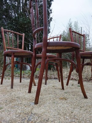 Set de 4 chaises bistrot Sécession par KOHN, vers 1910- cannées