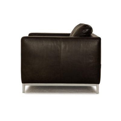 Manolito 3-Seater Sofa and Lounge Chair in Anthracite Leather from Machalke,  Set of 2 for sale at Pamono