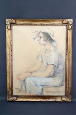 M. Ducoin, Retrato de una mujer joven, 1934, Técnica mixta sobre