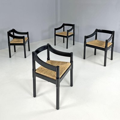 Italian Modern Black Wood Chairs by Vico Magistretti for Italian Modern Black Wood Chairs by Vico Magistretti for