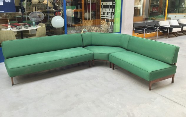 Scott 4 Seat Left Hand Facing Corner Sofa, Grass Green Cotton Velvet ...