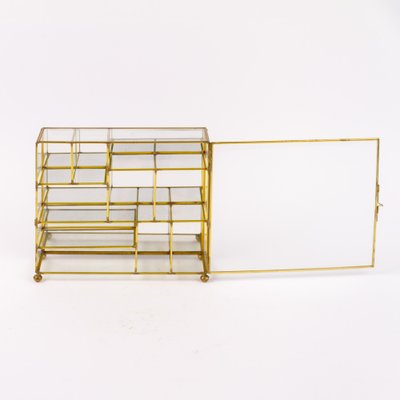 Brass Glass Display Trinket Jewellery Curio Vitrine Case
