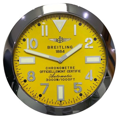Chronometer Fluted Bezel Luminous Yellow Face Wall Clock from