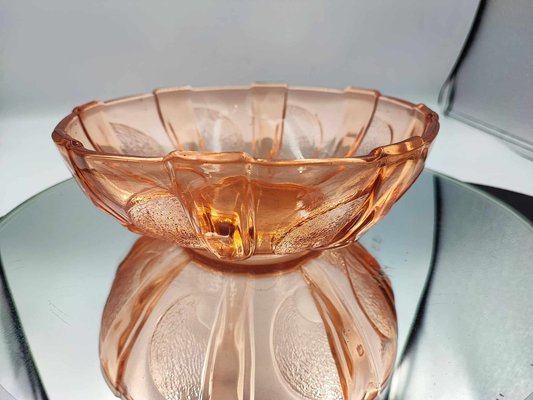 Art Deco Pink Glass Plate by Hortensja Glassworks, 1920s for sale