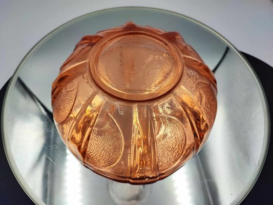 Art Deco Pink Glass Plate by Hortensja Glassworks, 1920s for sale