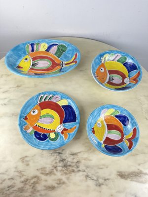 Glazed Ceramic Plates from La Musa, Italy, 1980s, Set of 4 for