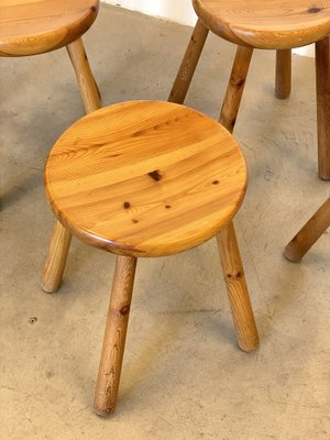 Pinewood Stools in the style of Charlotte Perriand, 1960s