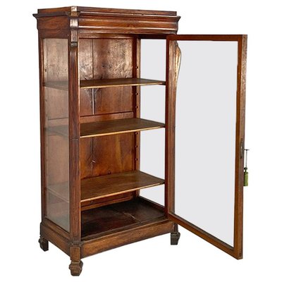 English Showcase in Wood with Interior Shelves and Original Glass