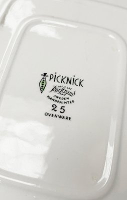 Mid-Century Swedish Ceramic Picknick Decor Plate Bowl by Marianne