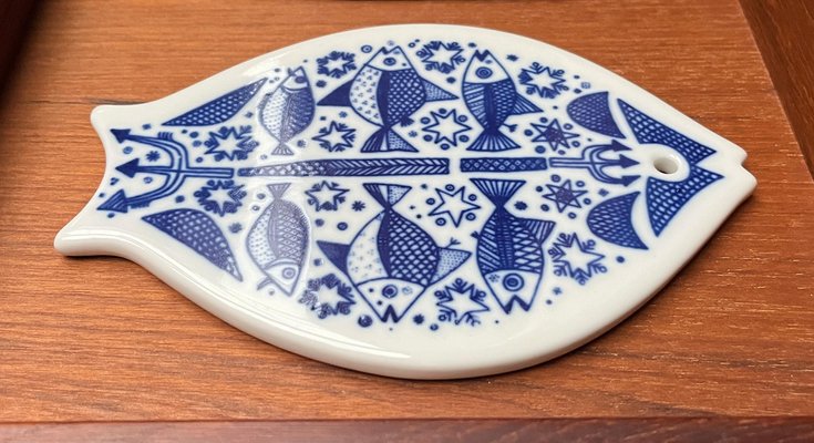 Mid-Century Porcelain Fish Wall Plate from Porsgrund, Norway