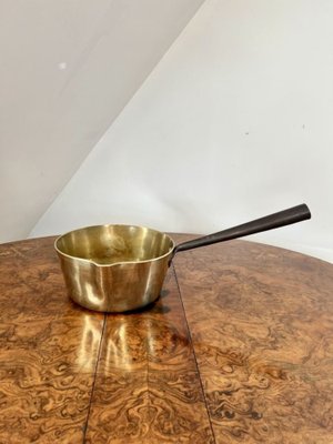 Large Antique Victorian Heavy Brass Saucepans, 1860, Set of for