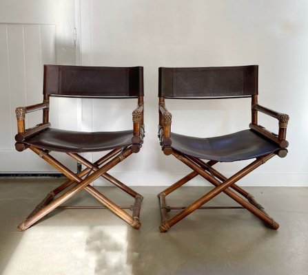 Directors Chairs by Leonard Linden for McGuire USA 1950s Set of