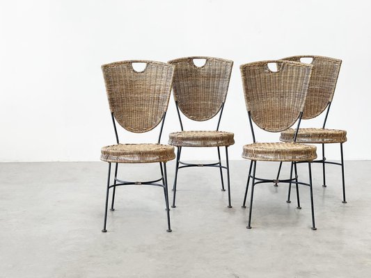 Vintage Rattan Dining Chairs 1960s Set of 4