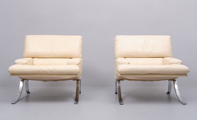 Belgian Lounge Chairs and Ottoman from Durlet 1970s Set of 3 for