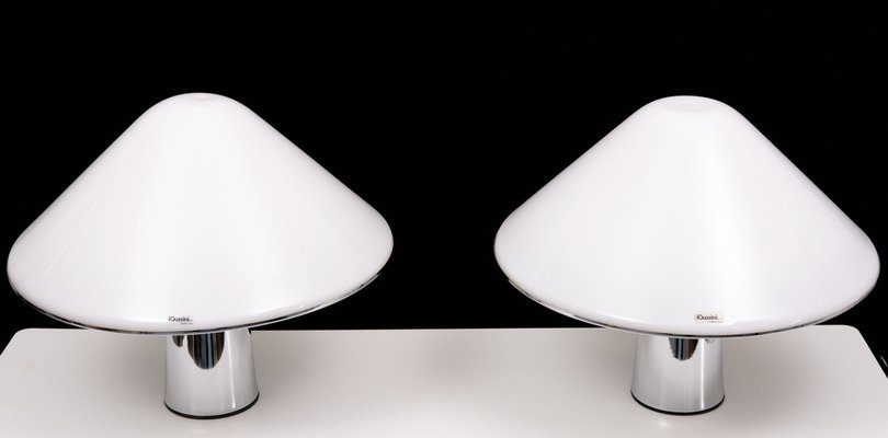 Italian Elpis Mushroom Table Lamps from Guzzini, 1970s, Set of 2