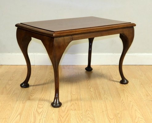 Vintage Rectangular Side Table on Cabriole Legs Pad Feet