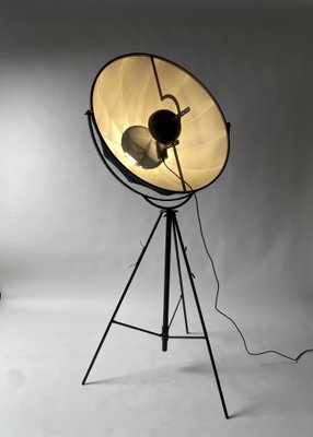 Vintage Floor Lamp in Original Black by Mariano Fortuny for