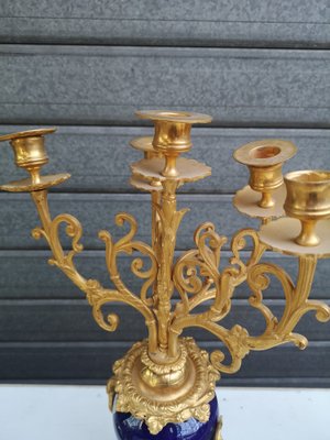 Lot De 2 Chandeliers Art Nouveau En Porcelaine Et Bronze - 38cm (neuf)