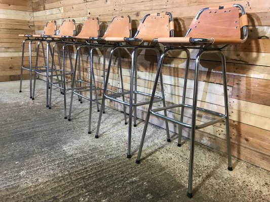Leather Les Arcs Stools by Charlotte Perriand for Cassina, 1960s