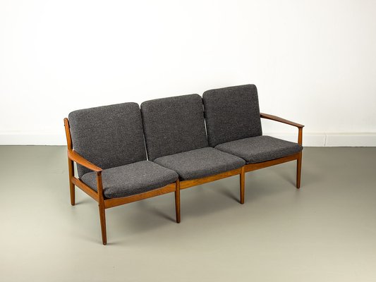 Danish Teak and Wool Lounge Sofa by Svend Aage Eriksen for Glostrup 1960s