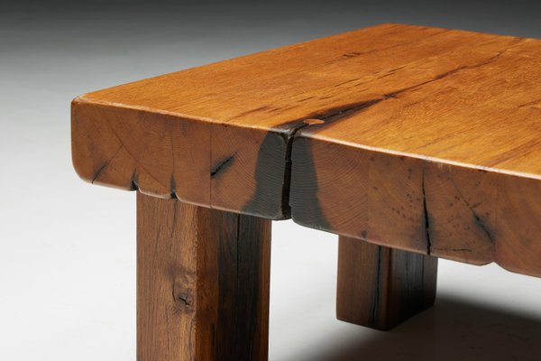Brutalist Square Coffee Table, France, 1950s for sale at Pamono